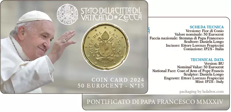 50 Cent Vatikan Papst Franziskus Coin Card 2024
