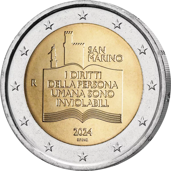 2 Euro Numisbrief San Marino 50 Jahre Erklärung der Bürgerrechte und Grundprinzipien 2024