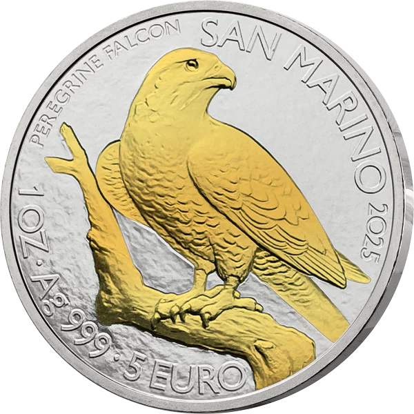 5 Euro San Marino Wanderfalke 2025 Shiny Gold Edition
