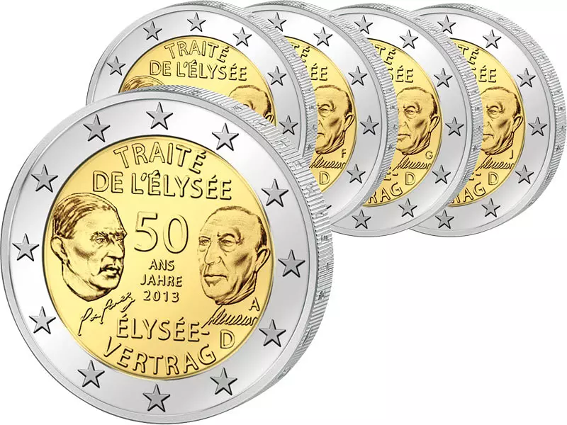 5x2 Euro BRD 50 Jahre Élysée-Vertrag 2013 prägefrisch (A - J)