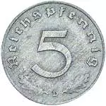 5 Reichspfennig Drittes Reich Ohne Hakenkreuz 1947-1948 sehr schön