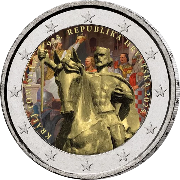 2 Euro Kroatien 1.100 Jahre Königreich Kroatien und König Tomislav 2025 mit Farb-Applikation