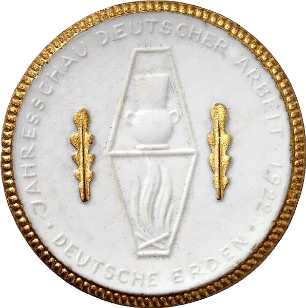Porzellanmedaille Dresden auf die Jahresschau Deutscher Arbeit - Deutsche Erden 1922