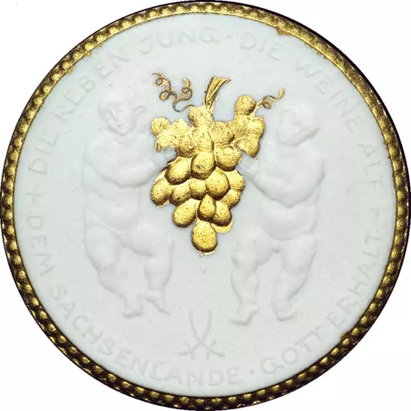 Porzellanmedaille Oberlößnitz (Sachsen) Auf das Fest der Weinbaugenossenschaft 1922