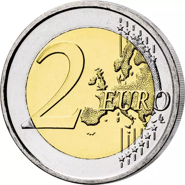 2 Euro Belgien EU-Ratspräsidenschaft 2024 mit Farb-Applikation