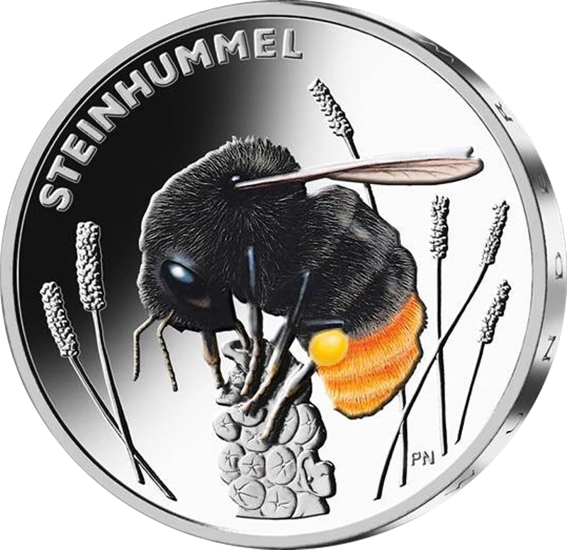 5 Euro BRD Wunderwelt Insekten: Steinhummel 2024 Stempelglanz