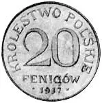 20 Fenigow Polen Reichsadler 1917-1918 sehr schön