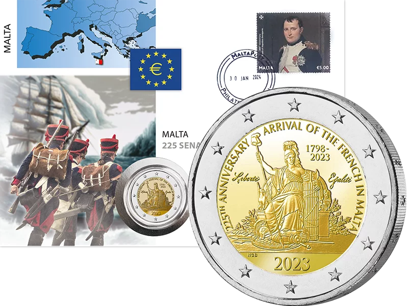 2 Euro Numisbrief Malta 225 Jahre Ankunft der Franzosen 2023