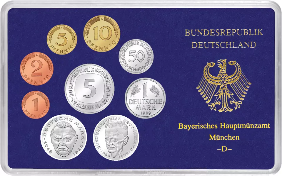 BRD-Kursmünzen-Serie 1989 Polierte Platte