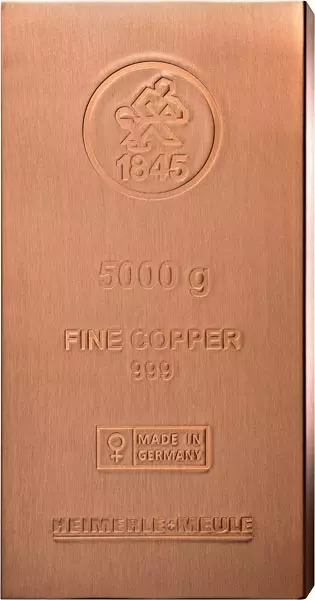 5 Kilo Kupferbarren geprägt Heimerle & Meule