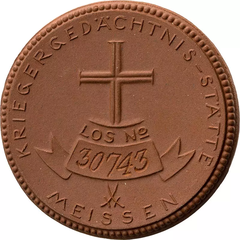 Porzellanmedaille Meißen Kriegergedächtnisstätte 1923