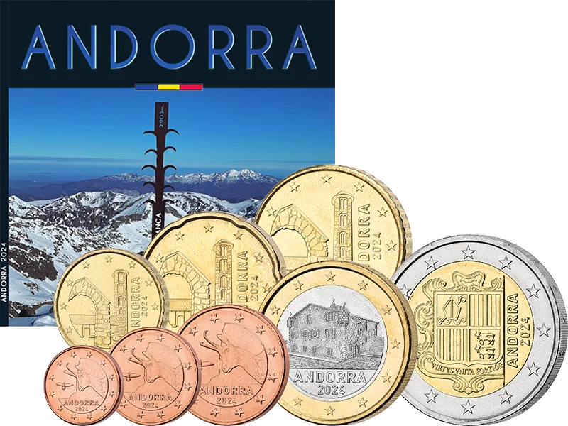 1 Cent - 2 Euro Kursmünzensatz Andorra 2024