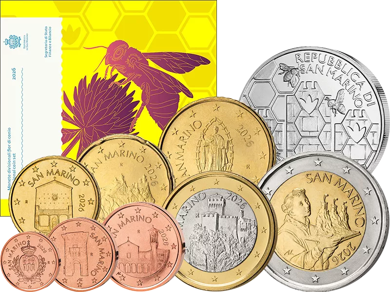 Euro-Kursmünzensatz San Marino Bienen inklusive 5-Euro-Gedenkmünze 2026