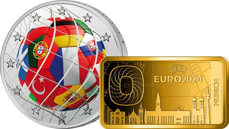 10 Dollars Salomonen UEFA Fußball EM - München 2024 + Gratismünze