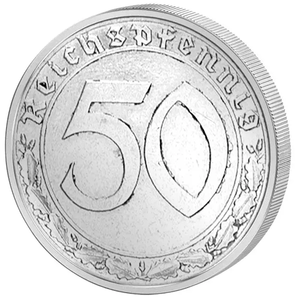 50 Reichspfennig Drittes Reich Hakenkreuz 1938-1939 sehr schön