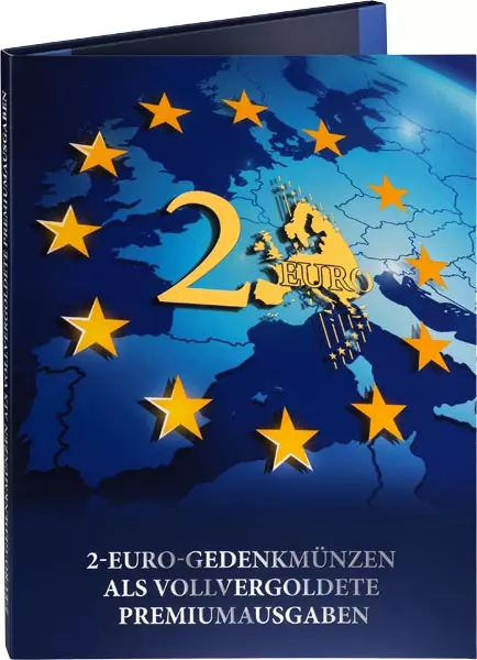 Album für 2 Euro Gedenkmünzen als vollvergoldete Premiumausgaben