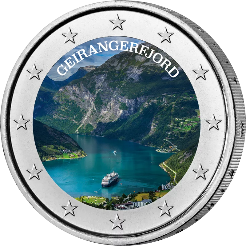 4 x 2 Euro Europas Naturhighlights mit Farb-Applikation