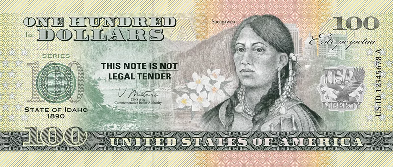 100 Dollars USA Banknote State Dollar - Idaho Sacagawea 2022