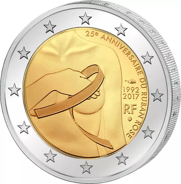 2 Euro Frankreich 25 Jahre Rosa Schleife Kampf gegen den Brustkrebs 2017 2 Euro Frankreich 25 Jahre Rosa Schleife Kampf gegen den Brustkrebs 2017