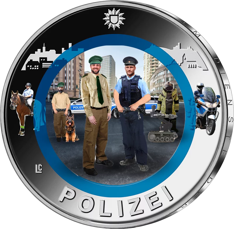 10 Euro BRD Polizei 2024 mit Farb-Applikation