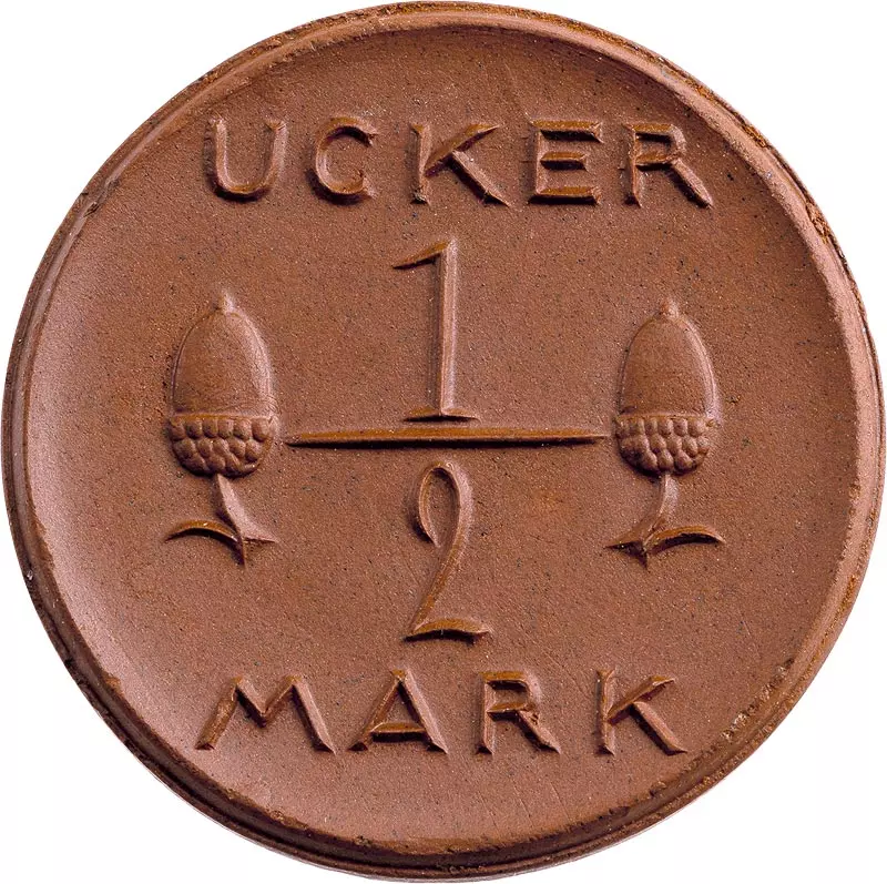 1/2 Ucker-Mark Prenzlau Porzellannotgeld Schwan 1921