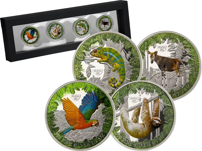 4 x 500 Francs Kamerun Mysterious Rhodium Jungle Life 2021