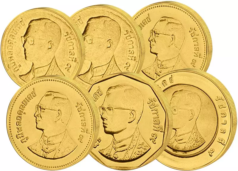 25 Satang - 10 Baht Kursmünzensatz Thailand 1987-2008
