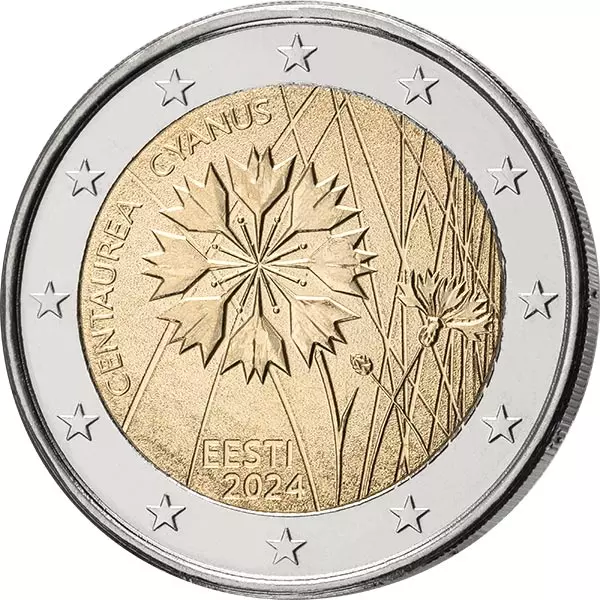 2 Euro Numisbrief Estland Nationalblume Kornblume 2024