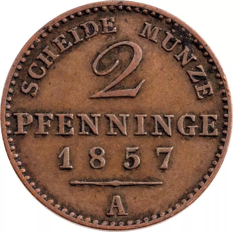 2 Pfennig Brandenburg-Preußen König Friedrich Wilhelm IV. 1841 - 1860