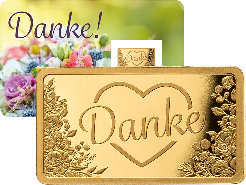 1.000 Francs Goldbarren Danke 2026 in Coin Card