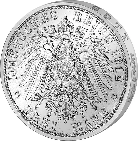 3 Mark Bayern König Otto von Bayern 1908-1913 sehr schön