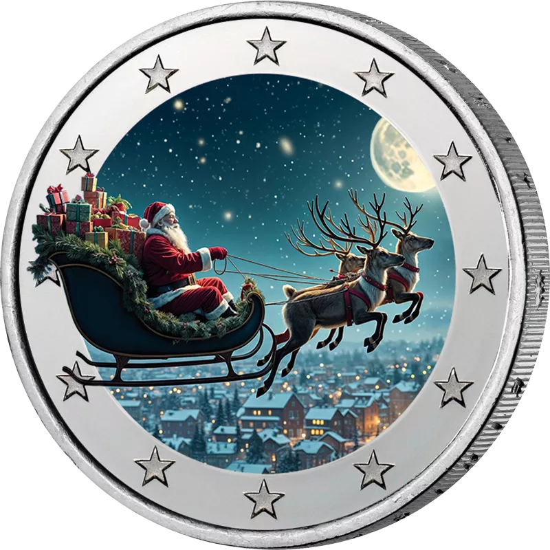 2-Euro-Künstlerausgabe Weihnachtsmann mit Schlitten