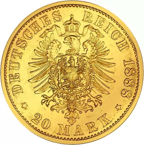 20 Mark Hamburg Stadtwappen kleiner Adler 1875-1889 20 Mark Hamburg Stadtwappen kleiner Adler 1875-1889