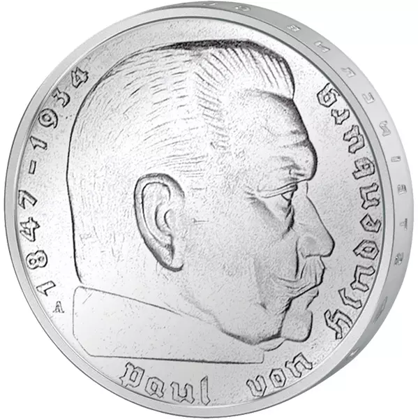 2 x 5 Reichsmark Drittes Reich Hindenburg und Kirche 1934-1936