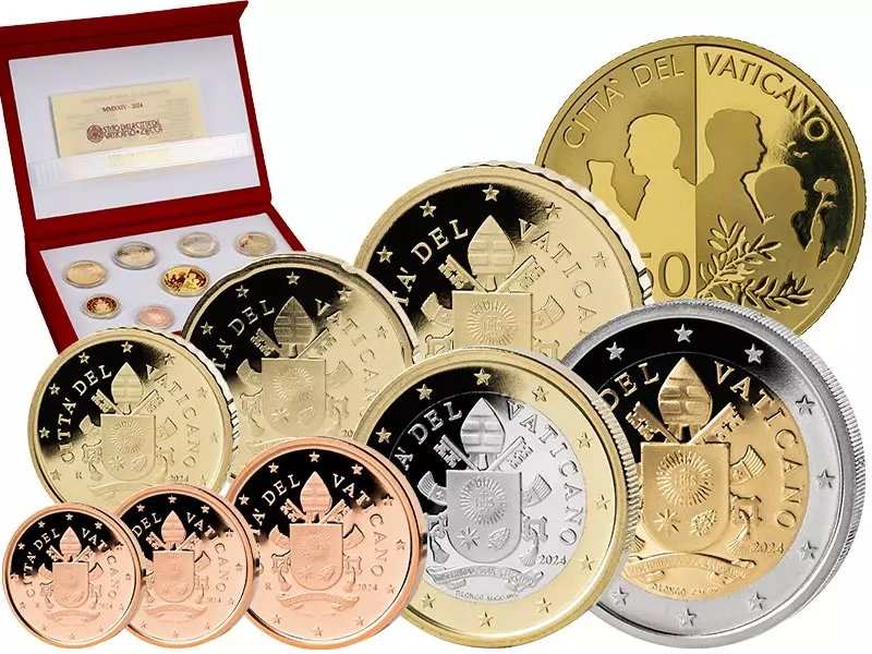 Euro Kursmünzensatz Vatikan 2024 inklusive 50-Euro-Goldgedenkmünze