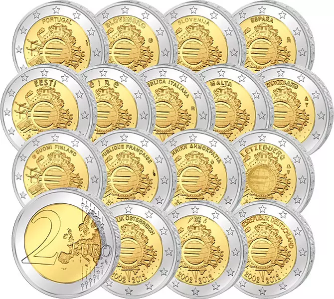 17x2 Euro 10 Jahre Euro Gemeinschaftsausgabe aller Länder 2012 prägefrisch