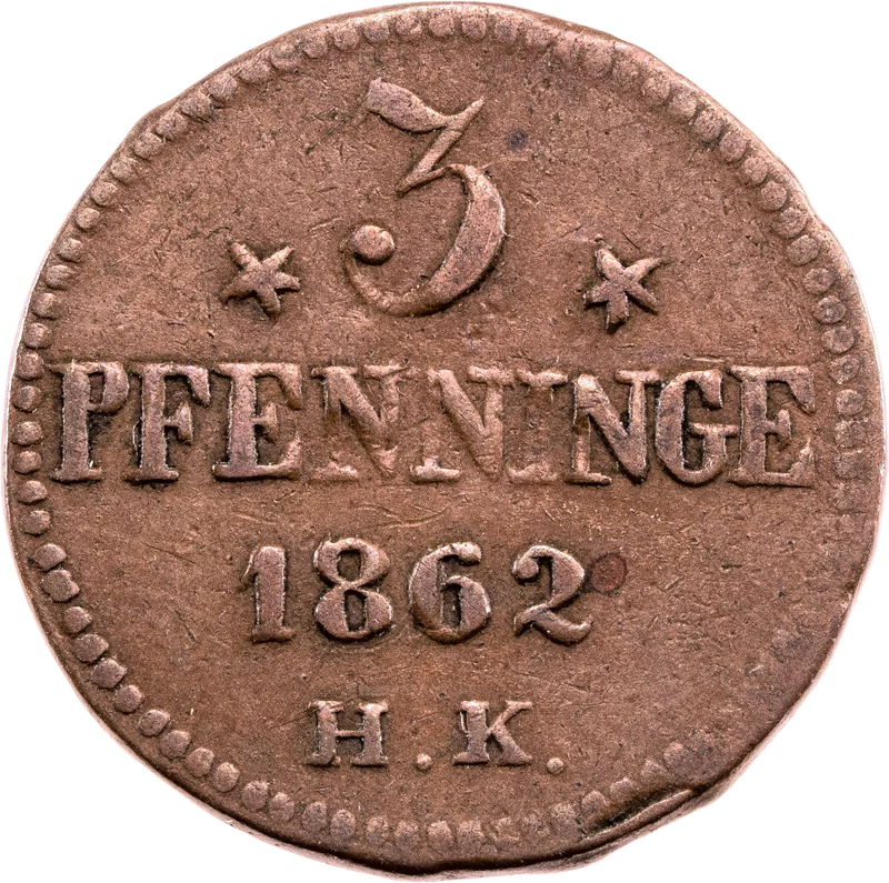 3 Pfennig Freie Hansestadt Rostock 1862 und 1864
