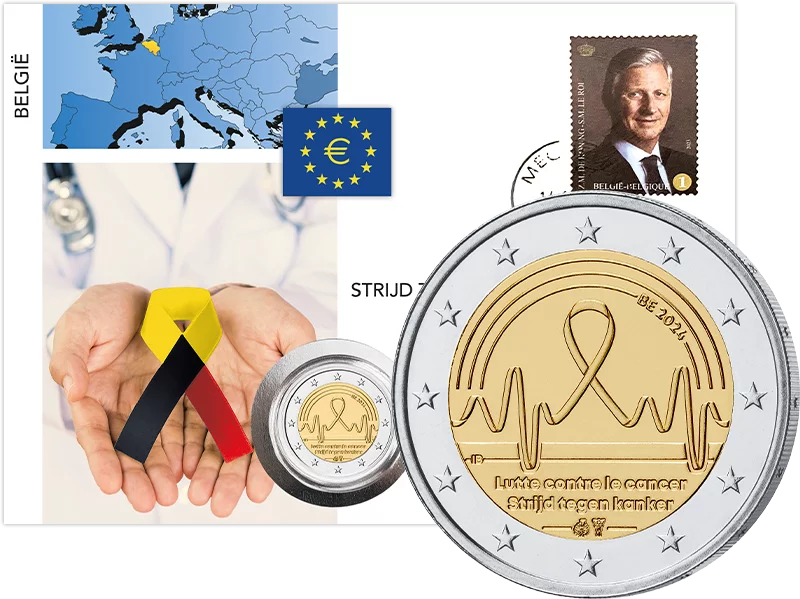 2 Euro Numisbrief Belgien Kampf gegen den Krebs 2024