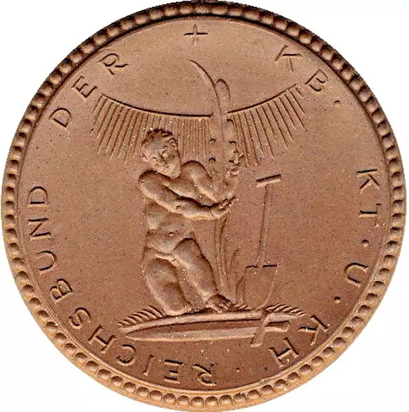 Porzellanmedaille Auf den Reichsbund der Kriegsopfer der Lausitz 1922