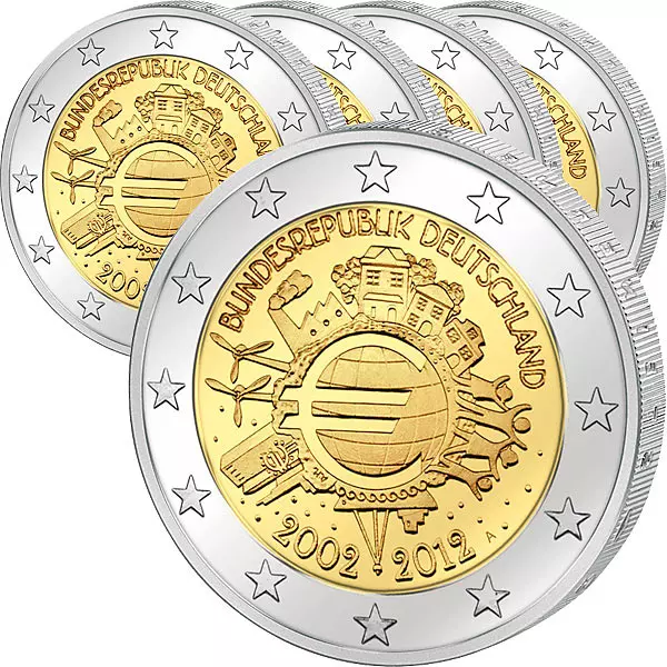 5x2 Euro 10 Jahre Euro Gemeinschaftsausgabe aller Länder 2012 prägefrisch (A - J)