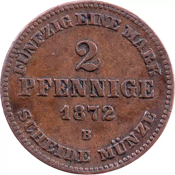 2 Pfennige Mecklenburg-Schwerin Großherzog Friedrich Franz II. 1872