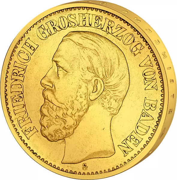 20 Mark Baden Großherzog Friedrich I. 1874 20 Mark Baden Großherzog Friedrich I. 1874
