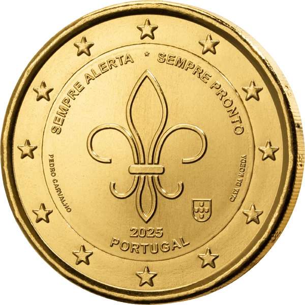 2-Euro-Gedenkmünze Portugal Weltpfadfinder und Jugendbewegung 2025 vollvergoldete Premiumausgabe 2-Euro-Gedenkmünze Portugal Weltpfadfinder und Jugendbewegung 2025 vollvergoldete Premiumausgabe