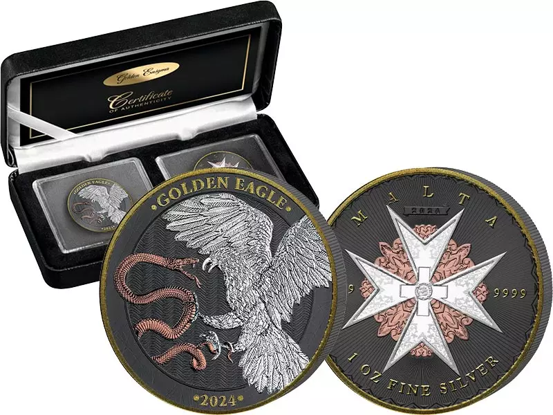 2 x 5 Euro Malta Malteserkreuz und Golden Eagle 2024 Golden Enigma Premium Edition