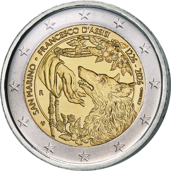 2 Euro San Marino 800. Todestag Franz von Assisi 2026