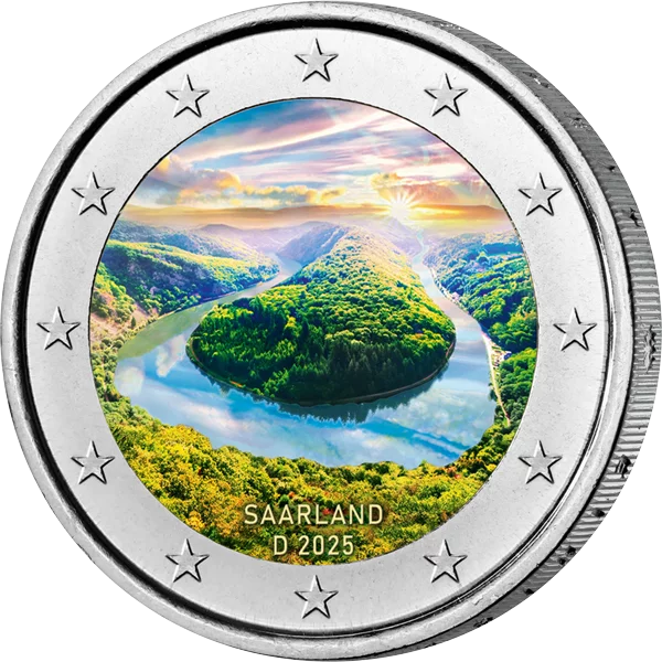 2 Euro BRD Saarland Saarschleife 2025 mit Farb-Applikation und Hologramm