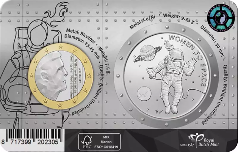 1 Euro Niederlande Frauen ins All 2023 in der Coincard