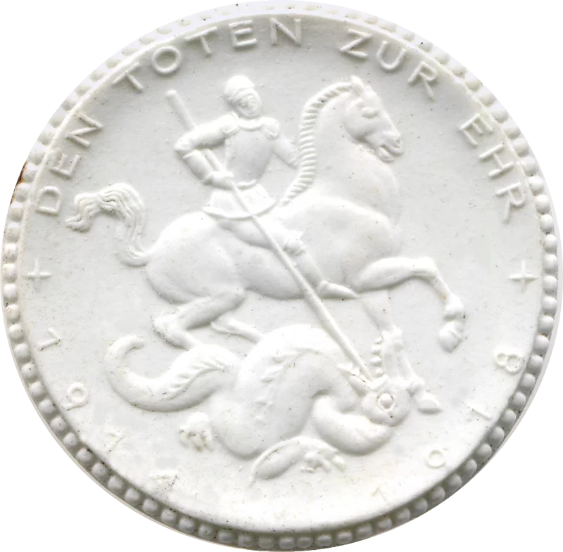 Porzellanmedaille Bayreuth auf das Ehrenmal des 6. Chevauleger-Regiments Prinz Albrecht von Preußen