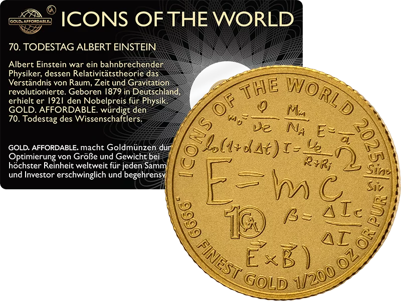 1/200 Unze Gold Ruanda Icons of the World - 70. Todestag Albert Einstein 2025