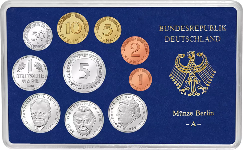 BRD-Kursmünzen-Serie 2001 Polierte Platte